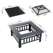 Pending - Aosom Fire Pit 32" Square Fire Fit Outdoor Steel Firepit Backyard Patio Garden Stove w/ Rain Cover - Black