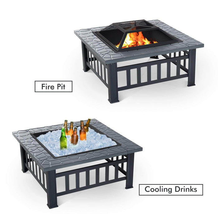Outsunny 32 Inch Wood Burning Square Steel Outdoor Fire Fit in