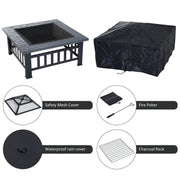 Pending - Aosom Fire Pit 32" Square Fire Fit Outdoor Steel Firepit Backyard Patio Garden Stove w/ Rain Cover - Black