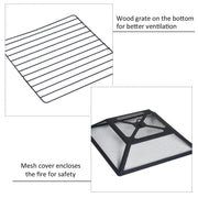 Pending - Aosom Fire Pit 32" Square Fire Fit Outdoor Steel Firepit Backyard Patio Garden Stove w/ Rain Cover - Black