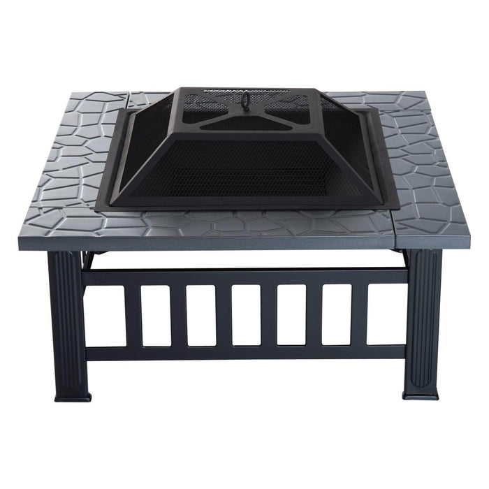 Pending - Aosom Fire Pit 32" Square Fire Fit Outdoor Steel Firepit Backyard Patio Garden Stove w/ Rain Cover - Black