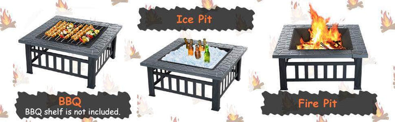 Pending - Aosom Fire Pit 32" Square Fire Fit Outdoor Steel Firepit Backyard Patio Garden Stove w/ Rain Cover - Black