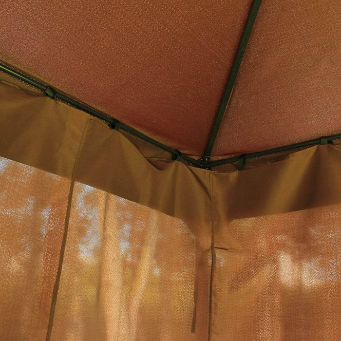 Pending - Aosom Gazebo 10x13ft Garden Gazebo with Curtain Double-Tiered Outdoor Shelter - Dark Coffee