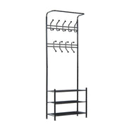 Pending - Aosom Hall Tree Black Heavy Duty 2-In-1 Metal Coat Shoe Rack Entryway Hall Tree 18 Hooks with 3 Tier Shelves  - Available in 2 Colours