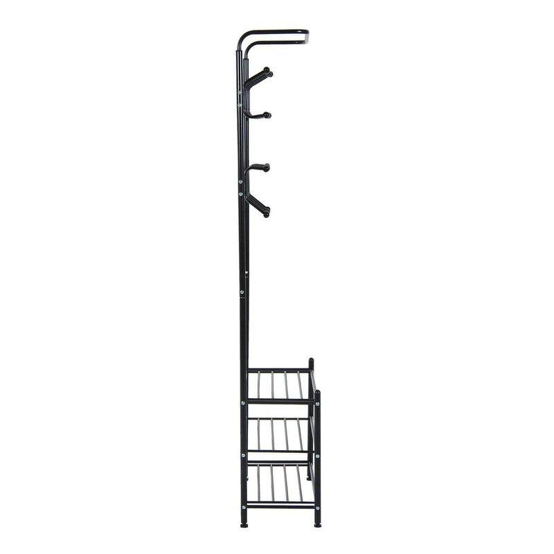 Pending - Aosom Hall Tree Heavy Duty 2-In-1 Metal Coat Shoe Rack Entryway Hall Tree 18 Hooks with 3 Tier Shelves  - Available in 2 Colours