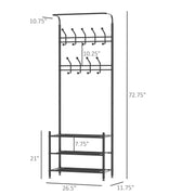 Pending - Aosom Hall Tree Heavy Duty 2-In-1 Metal Coat Shoe Rack Entryway Hall Tree 18 Hooks with 3 Tier Shelves  - Available in 2 Colours