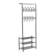 Pending - Aosom Hall Tree Heavy Duty 2-In-1 Metal Coat Shoe Rack Entryway Hall Tree 18 Hooks with 3 Tier Shelves  - Available in 2 Colours