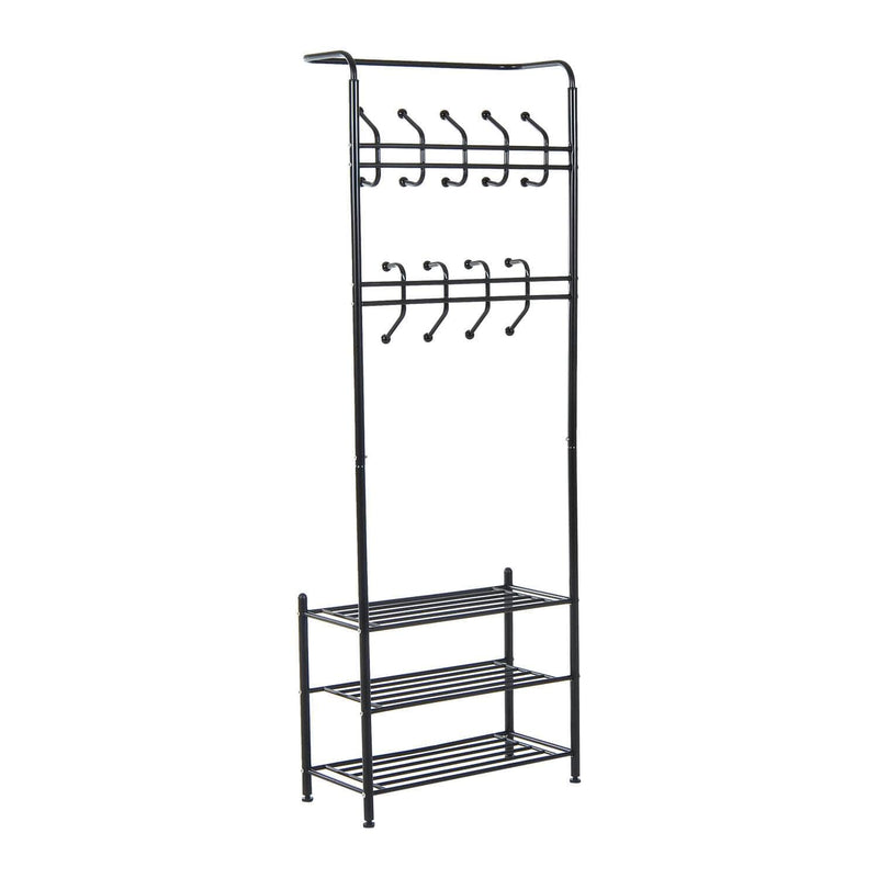 Pending - Aosom Hall Tree Heavy Duty 2-In-1 Metal Coat Shoe Rack Entryway Hall Tree 18 Hooks with 3 Tier Shelves  - Available in 2 Colours