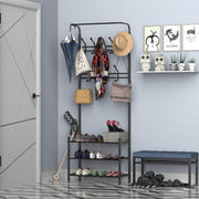 Pending - Aosom Hall Tree Heavy Duty 2-In-1 Metal Coat Shoe Rack Entryway Hall Tree 18 Hooks with 3 Tier Shelves  - Available in 2 Colours