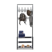 Pending - Aosom Hall Tree Heavy Duty 2-In-1 Metal Coat Shoe Rack Entryway Hall Tree 18 Hooks with 3 Tier Shelves  - Available in 2 Colours