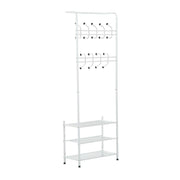 Pending - Aosom Hall Tree White Heavy Duty 2-In-1 Metal Coat Shoe Rack Entryway Hall Tree 18 Hooks with 3 Tier Shelves  - Available in 2 Colours