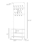 Pending - Aosom Heavy Duty 2-In-1 Metal Coat Shoe Rack Entryway Hall Tree 18 Hooks with 3 Tier Shelves  - Available in 2 Colours