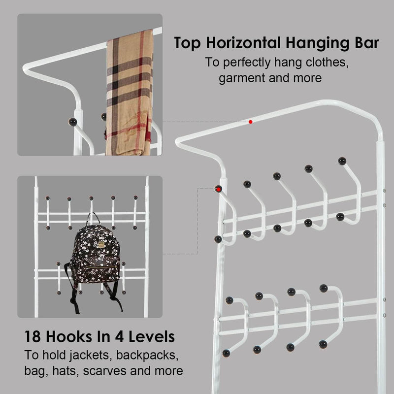 Pending - Aosom Heavy Duty 2-In-1 Metal Coat Shoe Rack Entryway Hall Tree 18 Hooks with 3 Tier Shelves  - Available in 2 Colours