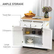 Pending - Aosom Kitchen Island Utility Storage Cart with Rubber Wood Top 3-Tier Spice Rack - White