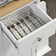 Pending - Aosom Kitchen Island Utility Storage Cart with Rubber Wood Top 3-Tier Spice Rack - White