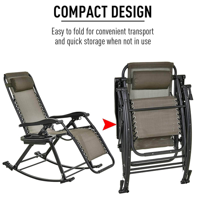 Pending - Aosom Lounge Chair 2 in 1 Adjustable Zero Gravity Reclining Lounge Chair Garden Recliner and Rocker Foldable Sun Lounger Napping Seat w/ Headrest & Tray - Available in 3 Colours