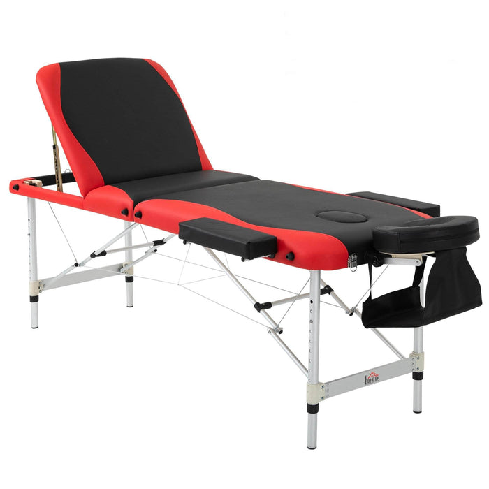 Pending - Aosom Massage Table Aluminium 3 Section 84"L Portable Massage Table Facial SPA Bed - Red and Black