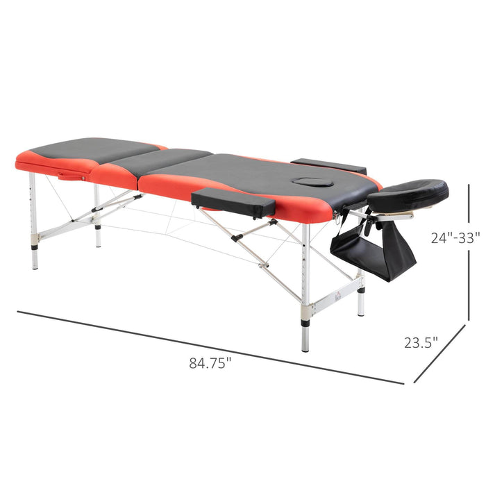 Pending - Aosom Massage Table Aluminium 3 Section 84"L Portable Massage Table Facial SPA Bed - Red and Black