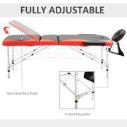Pending - Aosom Massage Table Aluminium 3 Section 84"L Portable Massage Table Facial SPA Bed - Red and Black