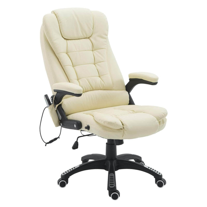 Pending - Aosom Office Chair Beige Heated Massage Executive Office Chair High Back Swivel Leather Adjustable Vibrating Furniture - Available in 4 Colours
