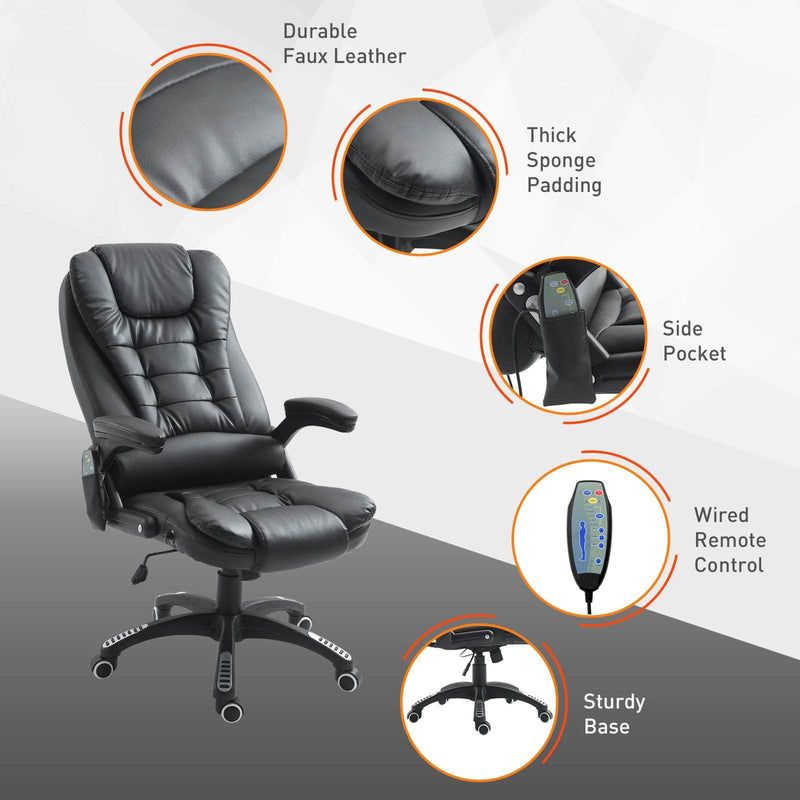 Pending - Aosom Office Chair Heated Massage Executive Office Chair High Back Swivel Leather Adjustable Vibrating Furniture - Available in 4 Colours
