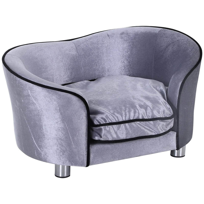 Pending - Aosom Poppy Couch Pet Sofa Bed Dog Cat Cozy Puppy House Couch Furniture with Removable Cushion - Silver Grey