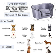Pending - Aosom Poppy Couch Pet Sofa Bed Dog Cat Cozy Puppy House Couch Furniture with Removable Cushion - Silver Grey