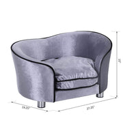 Pending - Aosom Poppy Couch Pet Sofa Bed Dog Cat Cozy Puppy House Couch Furniture with Removable Cushion - Silver Grey