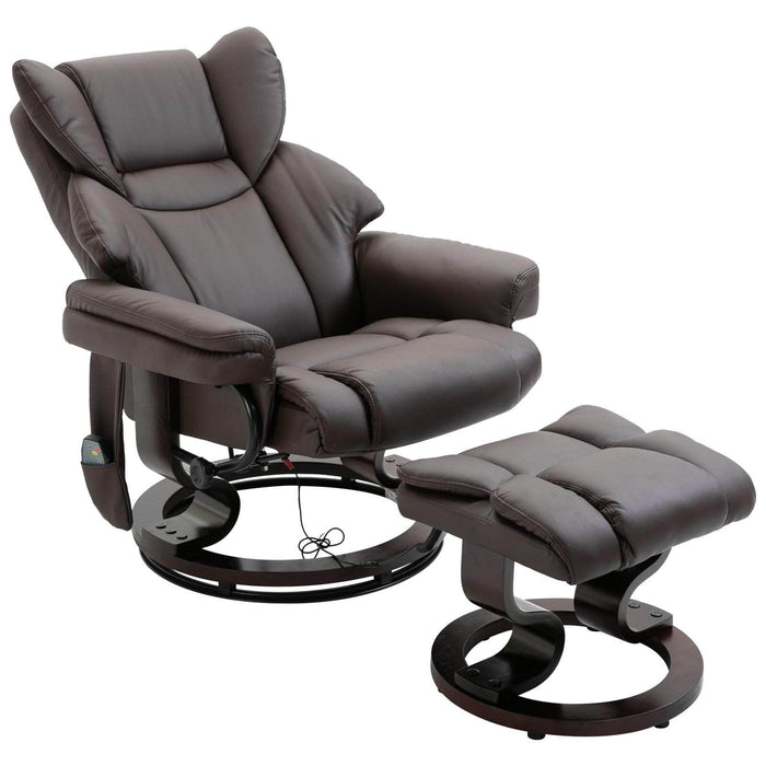 Pending - Aosom Recliner Chair Brown Massage Sofa Recliner Chair with Footrest 10 Vibration Point Faux Leather - Available in 2 Colours