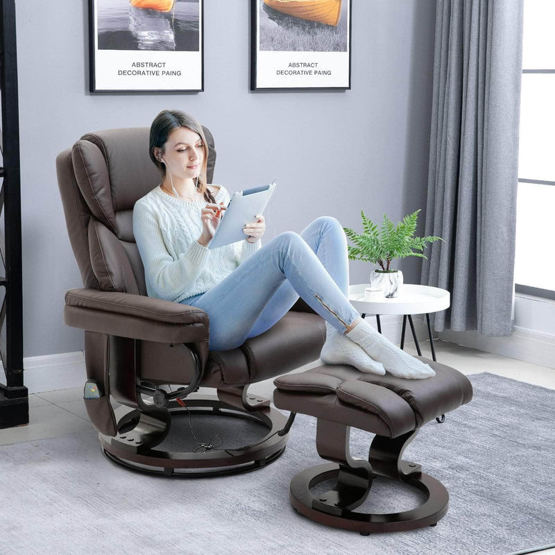 Pending - Aosom Recliner Chair Massage Sofa Recliner Chair with Footrest 10 Vibration Point Faux Leather - Available in 2 Colours
