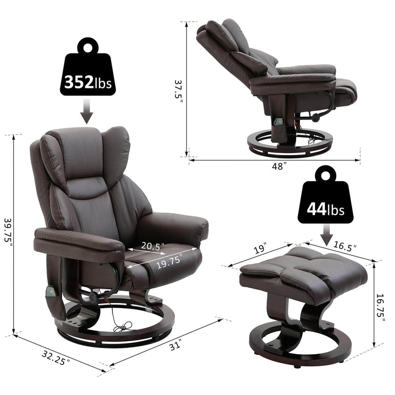 Pending - Aosom Recliner Chair Massage Sofa Recliner Chair with Footrest 10 Vibration Point Faux Leather - Available in 2 Colours