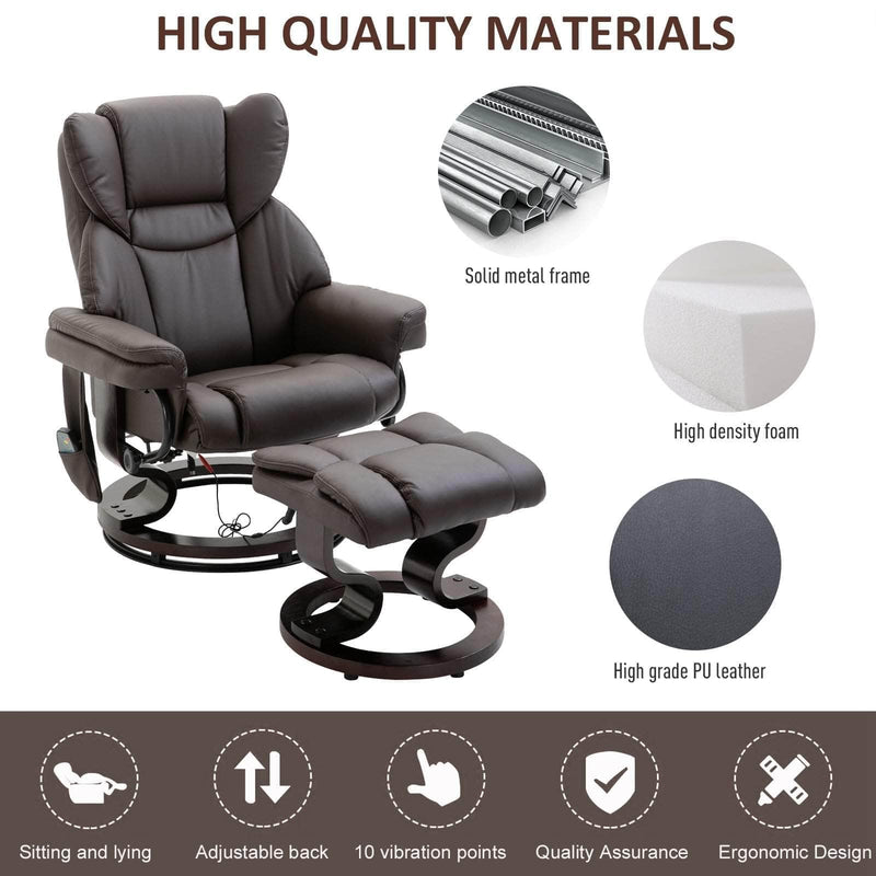 Pending - Aosom Recliner Chair Massage Sofa Recliner Chair with Footrest 10 Vibration Point Faux Leather - Available in 2 Colours