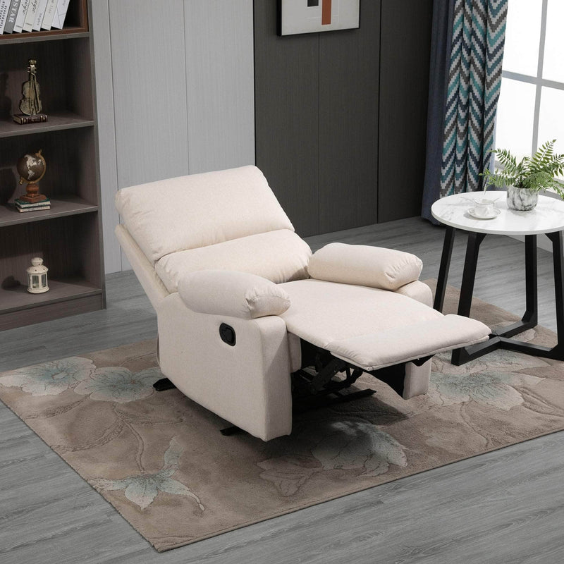 Pending - Aosom Reclining Armchair Single Recliner Sofa Lounge Linen Fabric Manual Adjustable Reclining Armchair with Padded Back for Home Theater Living Room  - Available in 2 Colours