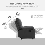 Pending - Aosom Reclining Armchair Single Recliner Sofa Lounge Linen Fabric Manual Adjustable Reclining Armchair with Padded Back for Home Theater Living Room  - Available in 2 Colours