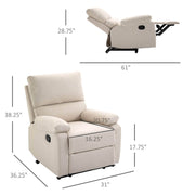 Pending - Aosom Reclining Armchair Single Recliner Sofa Lounge Linen Fabric Manual Adjustable Reclining Armchair with Padded Back for Home Theater Living Room  - Available in 2 Colours