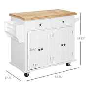 Pending - Aosom Rolling Kitchen Island Trolley Cart Spice Rack Towel Rack Drawer Wood Top  - White