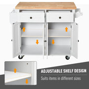 Pending - Aosom Rolling Kitchen Island Trolley Cart Spice Rack Towel Rack Drawer Wood Top  - White