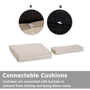 Pending - Aosom Sectional 7PC Wicker Patio Furniture Sectional Sofa Set Cushioned Seat Backyard - Dark Coffee, Beige & Red