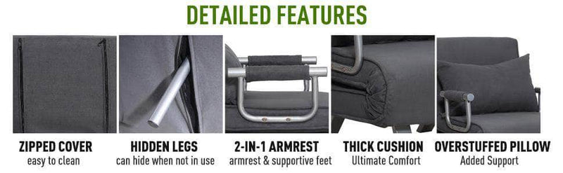 Pending - Aosom Sleeper Sofa Adjustable Folding Convertible Single Sleeper Sofa Bed Chair - Grey