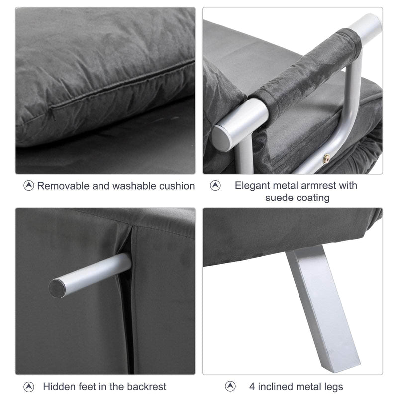 Pending - Aosom Sleeper Sofa Adjustable Folding Convertible Single Sleeper Sofa Bed Chair - Grey