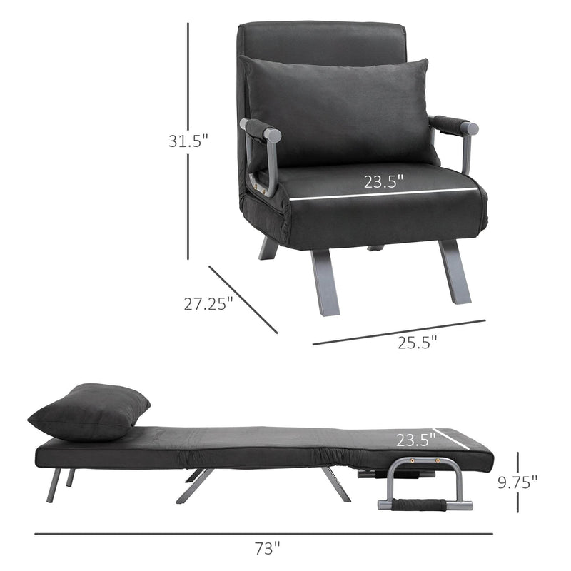 Pending - Aosom Sleeper Sofa Adjustable Folding Convertible Single Sleeper Sofa Bed Chair - Grey