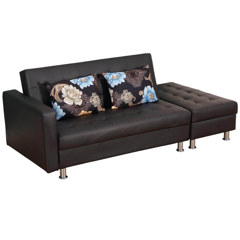 Pending - Aosom Sofa Set Convertible Adjustable 3-Position Futon Set Sofa Bed Couch Chaise Lounge - Black