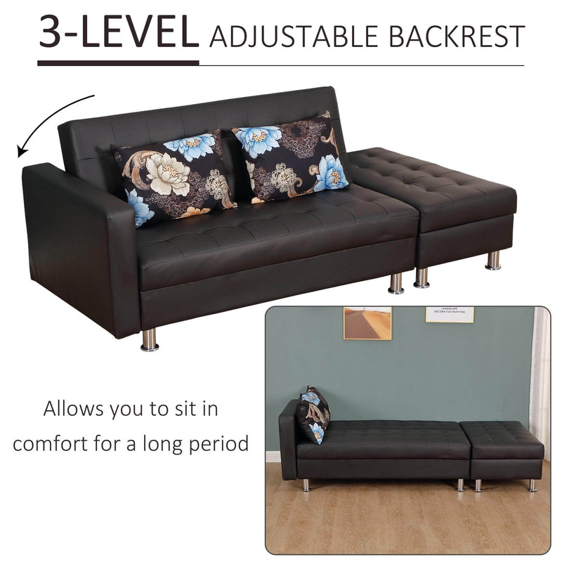Pending - Aosom Sofa Set Convertible Adjustable 3-Position Futon Set Sofa Bed Couch Chaise Lounge - Black