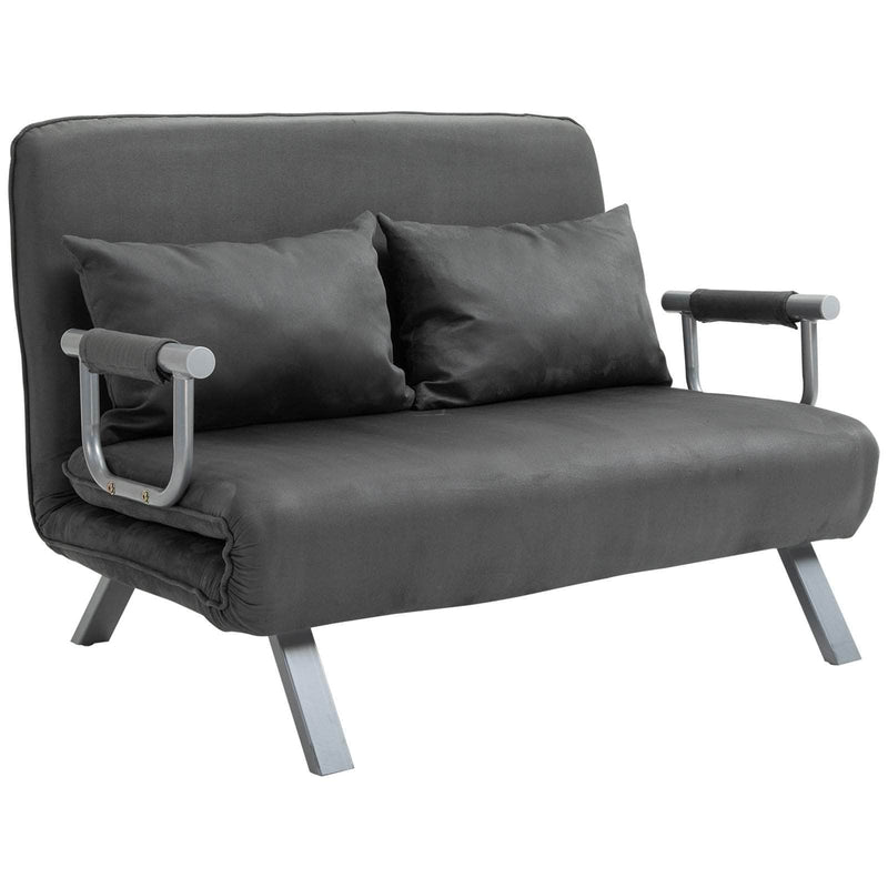 Pending - Aosom Sofa Two Person Convertible Sofa Bed Folding Arm w/ Pillow - Grey