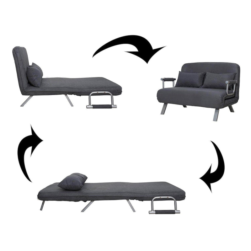 Pending - Aosom Sofa Two Person Convertible Sofa Bed Folding Arm w/ Pillow - Grey
