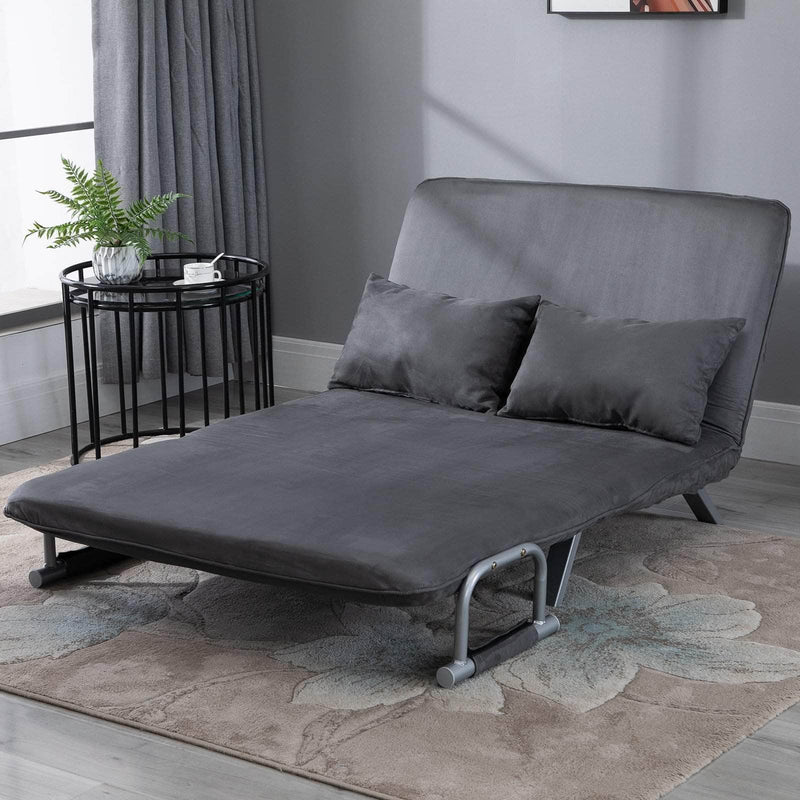 Pending - Aosom Sofa Two Person Convertible Sofa Bed Folding Arm w/ Pillow - Grey