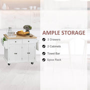Pending - Aosom Spice Rack Rolling Kitchen Island Trolley Cart Spice Rack Towel Rack Drawer Wood Top  - White