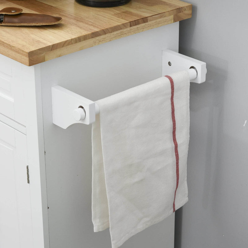 Pending - Aosom Spice Rack Rolling Kitchen Island Trolley Cart Spice Rack Towel Rack Drawer Wood Top  - White