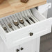Pending - Aosom Spice Rack Rolling Kitchen Island Trolley Cart Spice Rack Towel Rack Drawer Wood Top  - White