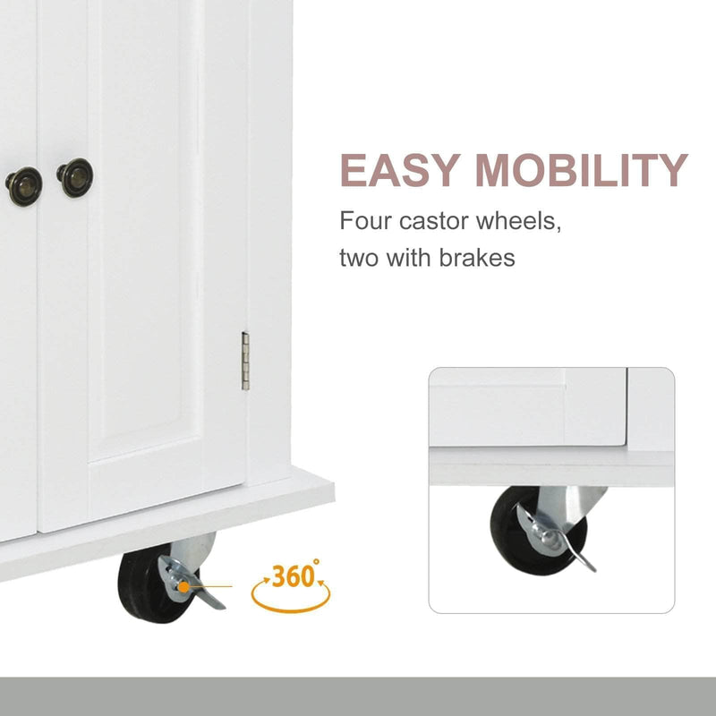 Pending - Aosom Spice Rack Rolling Kitchen Island Trolley Cart Spice Rack Towel Rack Drawer Wood Top  - White